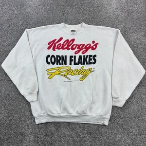 Vintage Kellogg's Corn Flakes Racing Sweatshirt Mens XL White NASCAR‎ Hendrick